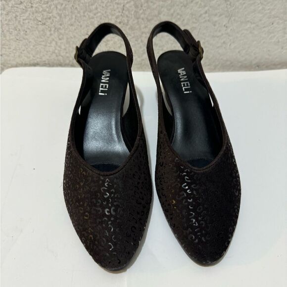 Vaneli Kandis on dark Brown Leopard Print Slingbacks size 7N - Picture 1 of 11